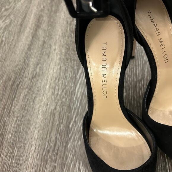 Tamara Mellon | Shoes | Euc Tamara Mellon Valletta 5 Black  EUC Tamara Mellon Valletta 105 Black Suede Pumps Size 37 US 7 Ankle Strap Heels